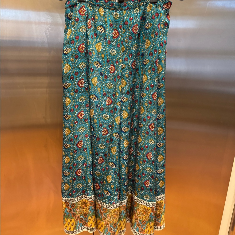 Soft Surroundings Teal and Yellow Maxi Skirt - Picture 4 of 6